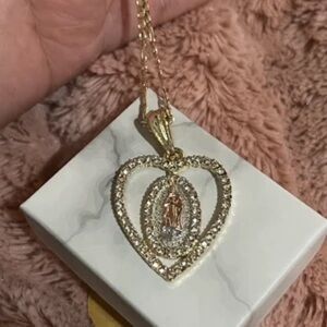 Gold plated necklace for women virgin Guadalupe design